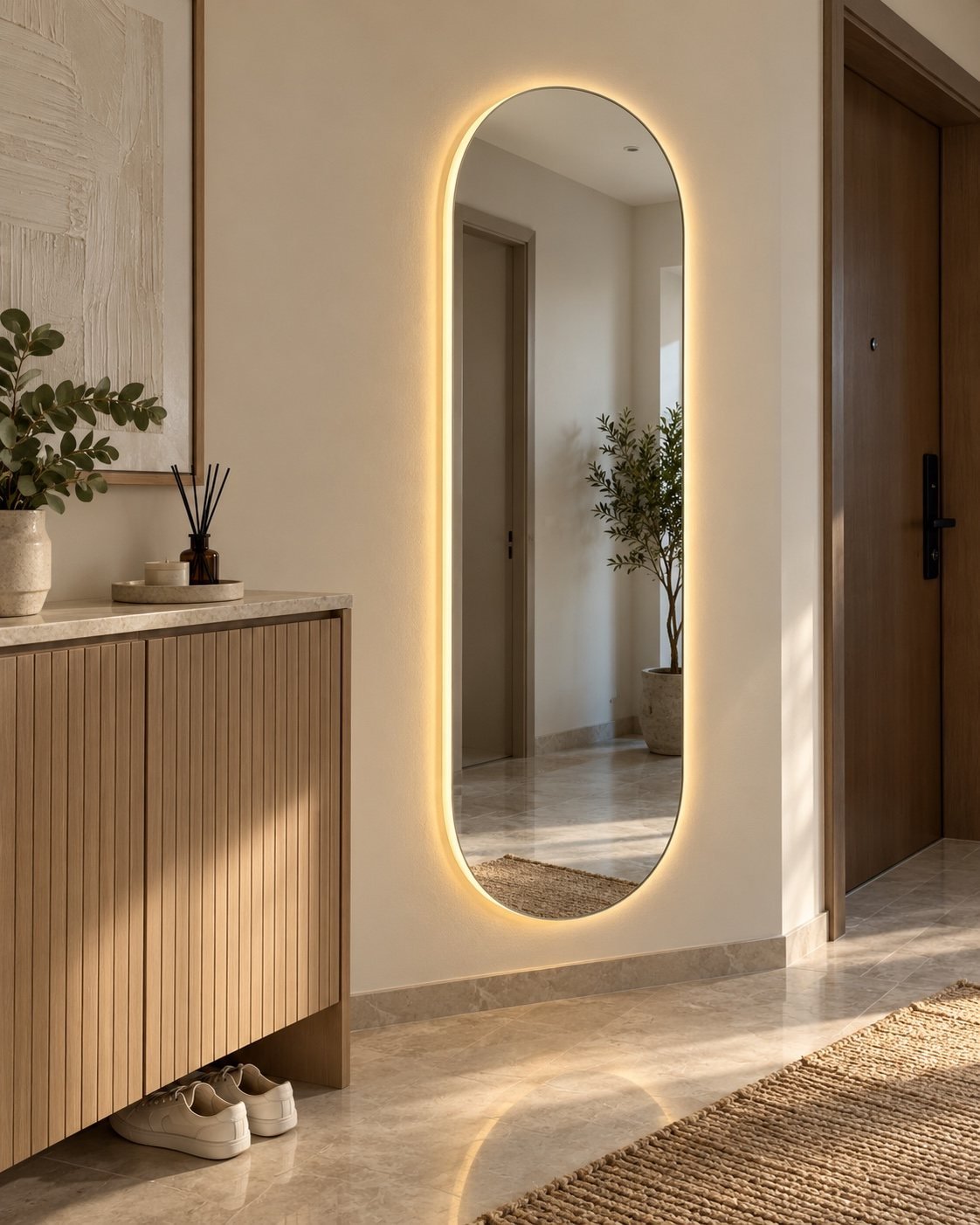 مرآة سهيل وورمستون بإضاءة LED، تُصنع حسب الطلب في الإمارات