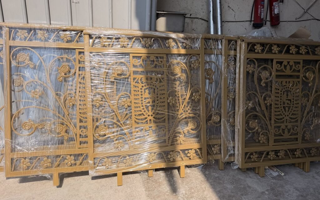 Gold floral railing panels — real order